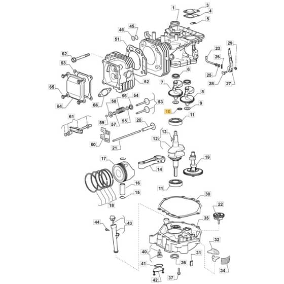 1538M - 2016-2019 - 2T2520483/M16 - Mountfield Ride On Mower Piston Diagram