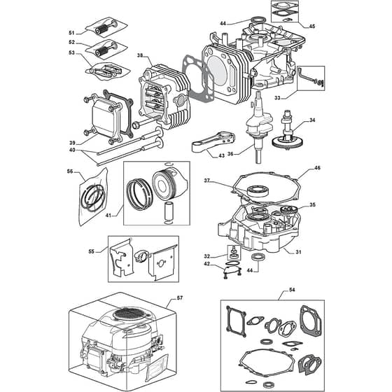 1540M - 2008 - 299911483/UMT - Mountfield Ride On Mower Engine TRE0701 Diagram