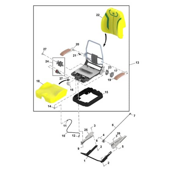 John Deere 1550 - PC12157 - Seat Kit - ST1064253