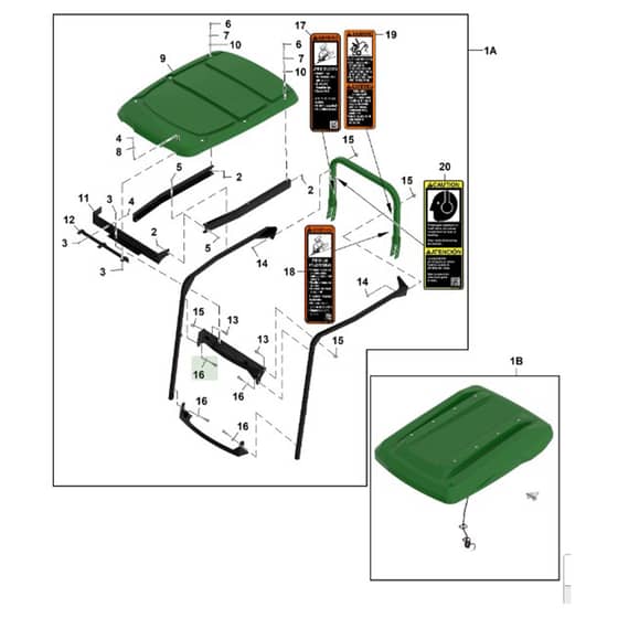 John Deere 1550 - PC12157 - Canopy Kit - ST787955