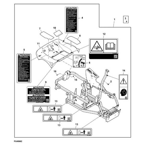 John Deere 1550 - PC12157 - Frame Kit - ST824369