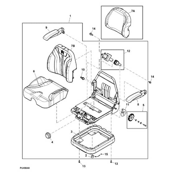 John Deere 1570 - PC12158 - Seat Kit (070001 - ) - ST1016983