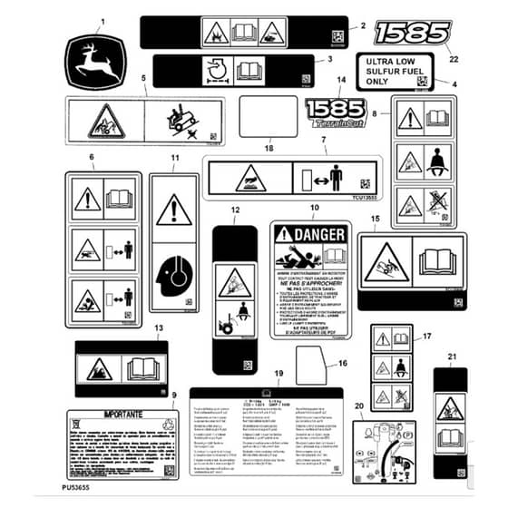 John Deere 1585 - PC12161 - Labels - ST785205