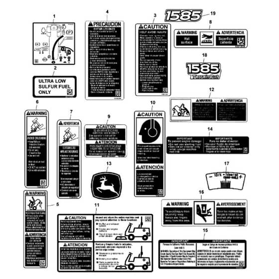 John Deere 1585 - PC12161 - Labels - ST785211
