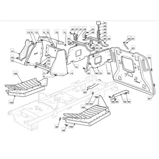 1636H - 2012-2020 - 2T0430483/M11 - Mountfield Ride On Mower Chassis Diagram
