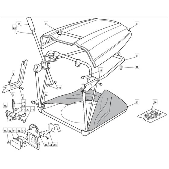 1636H - 2012-2020 - 2T0430483/M11 - Mountfield Ride On Mower Grasscatcher Diagram