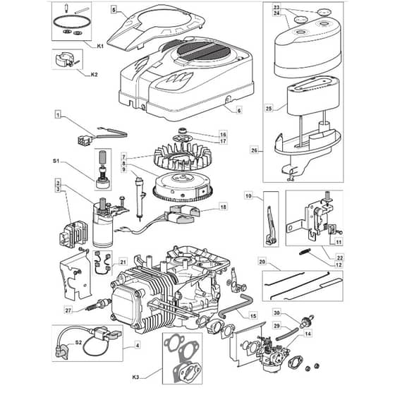 1636H - 2012-2020 - 2T0430483/M11 - Mountfield Ride On Mower TRE0801 Engine Diagram