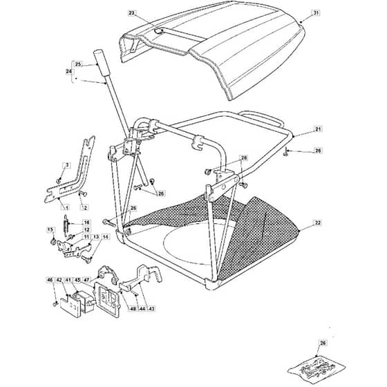 1636M - 2007 - 13-2623-12 - Mountfield Ride On Mower Grasscatcher Diagram