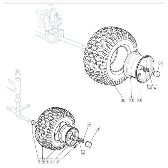 1636M - 2015 - 2T0330483/M15 - Mountfield Ride On Mower Wheels Diagram