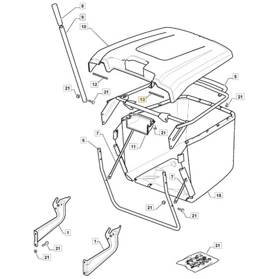 1638H Twin - 2019 - 2T2610683/M19 - Mountfield Ride On Mower Grasscatcher Diagram