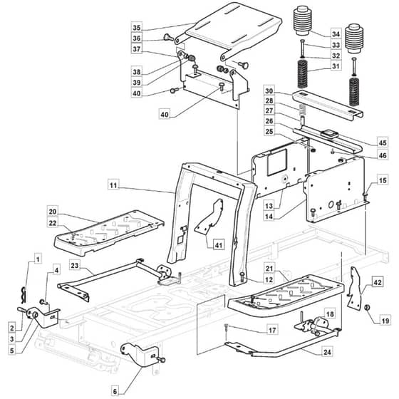 1638H Twin - 2021 - 2T2630483/M21 - Mountfield Ride On Mower Frame Diagram