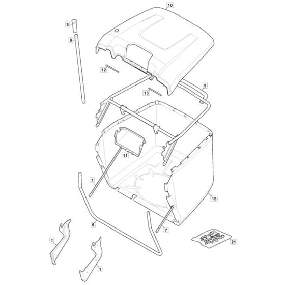 1638H Twin - 2021 - 2T2630483/M21 - Mountfield Ride On Mower Grasscatcher Diagram