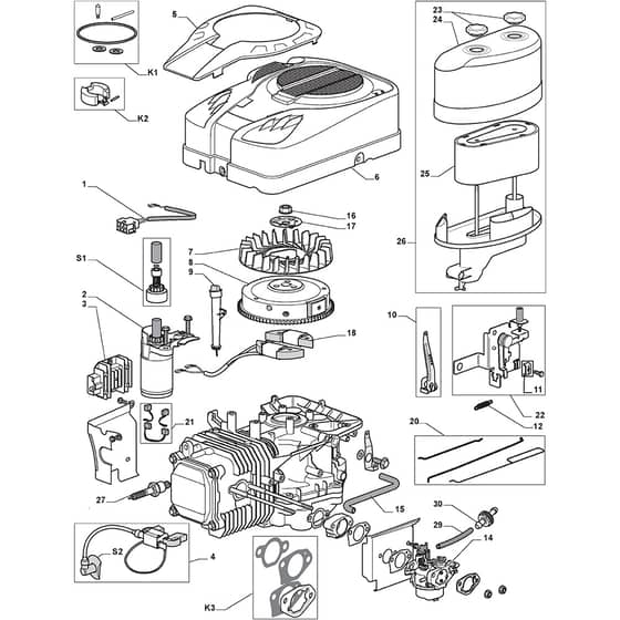 1640M - 2010 - 2T0730483/M10 - Mountfield Ride On Mower Engine - -ST. TRE0801 Diagram
