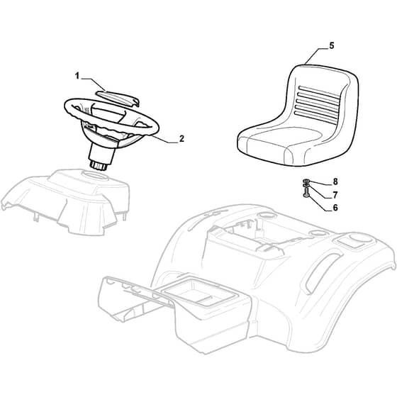 1643H-SD - 2019 - 2T1200683/M19 - Mountfield Ride On Mower Seat and Steering Wheel Diagram