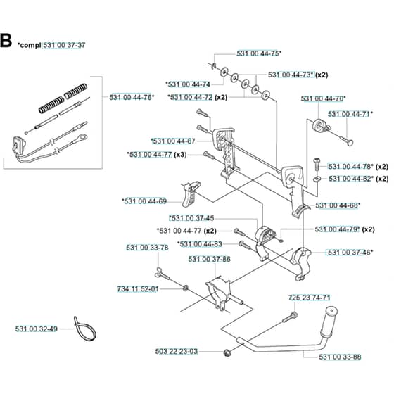 Husqvarna 165 BT - KAWASAKI - TE059D-BC50 - 20041800001-Current Handle & Controls