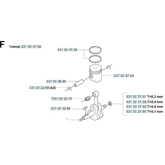 Husqvarna 165 BT - KAWASAKI - TE059D-BC50 - 20041800001-Current Piston & Crankshaft