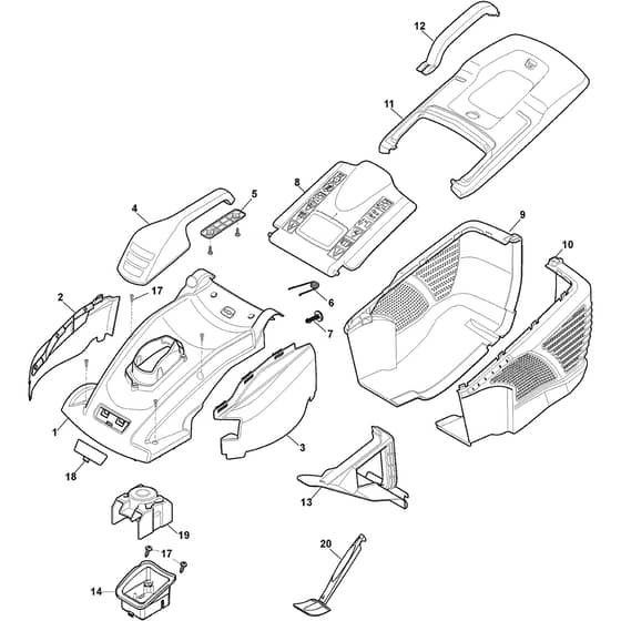 16E - 2012-2020 - 294420067/AT2 - Atco Rotary Mower Grasscatcher Diagram