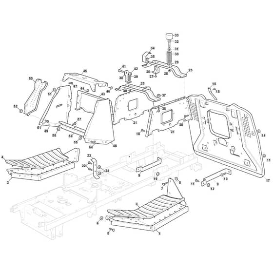 1736H Twin - 2020-2022 - 2T0440483/M20 - Mountfield Ride On Mower Frame Diagram