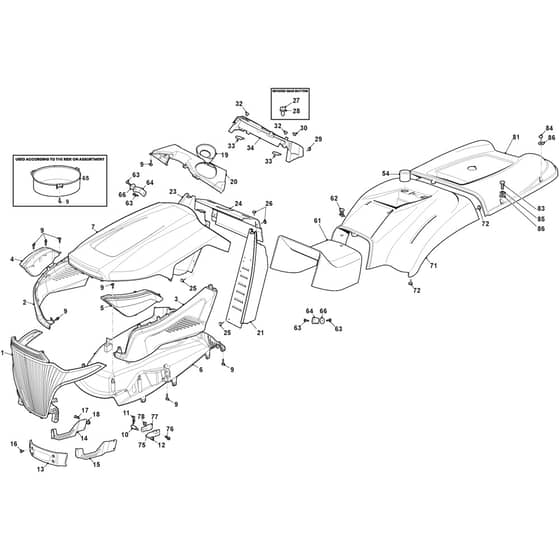 1738H - 2025 - 2T0830483/M25 - Mountfield Ride On Mower Bodywork Diagram