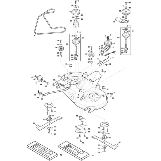 1738H - 2025 - 2T0830483/M25 - Mountfield Ride On Mower Cutting plate Diagram