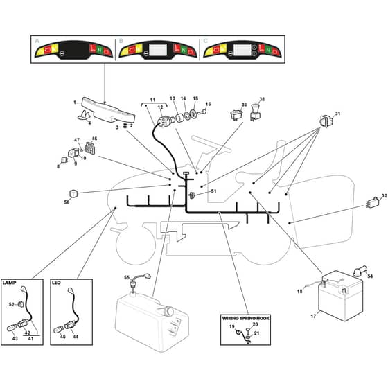 1738H - 2025 - 2T0830483/M25 - Mountfield Ride On Mower Electrical Parts Diagram