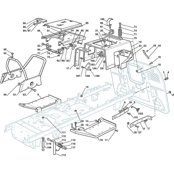 1740H - 2010 - 2T0930283/M10 - Mountfield Ride On Mower Frame Diagram