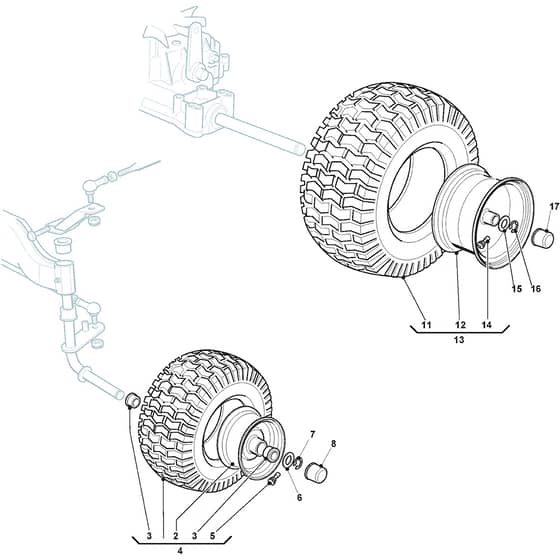 1740H Twin - 2020-2022 - 2T1740483/M20 - Mountfield Ride On Mower Wheels Diagram
