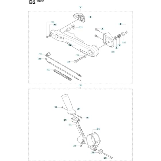 Husqvarna 180 BF - 20084000001-Current Handle & Controls