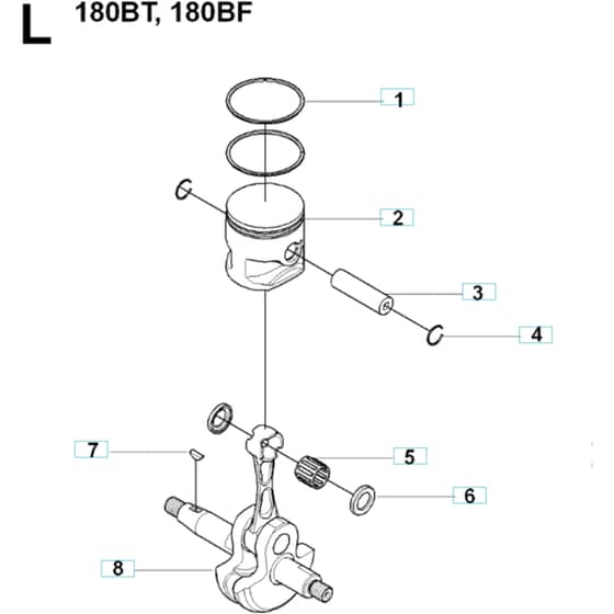 Husqvarna 180 BF - 20084000001-Current Piston & Crankshaft