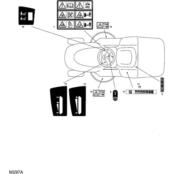1840H - 2007 - 13-2681-12 - Mountfield Ride On Mower Labels Diagram