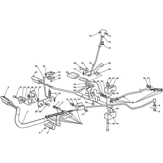 1840H - 2011-2013 - 2T0950283/M11 - Mountfield Ride On Mower Brake and Gearbox Controls Diagram