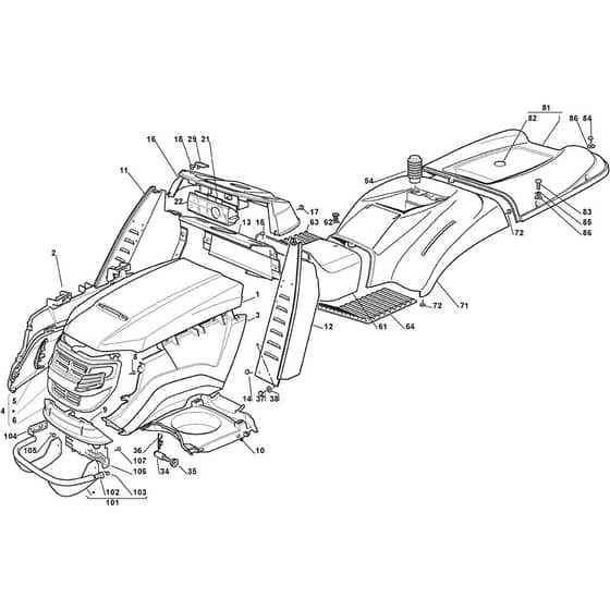 1840M - 2004-2006 - 299911883/MOE - Mountfield Ride On Mower Body Diagram