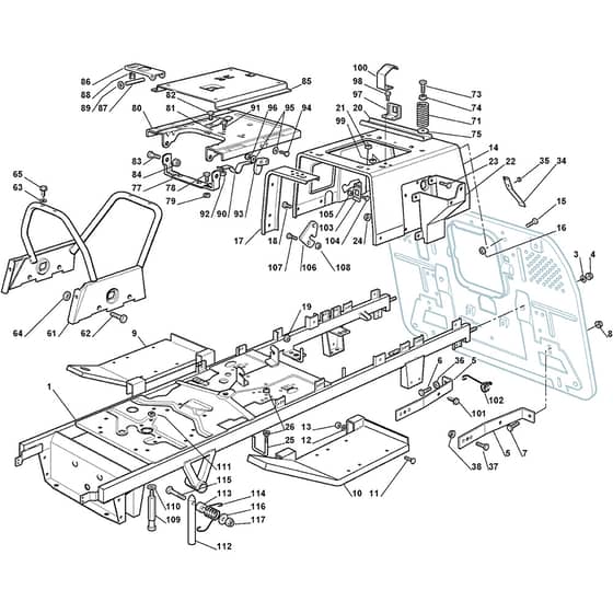 1840M - 2004-2006 - 299911883/MOE - Mountfield Ride On Mower Frame Diagram