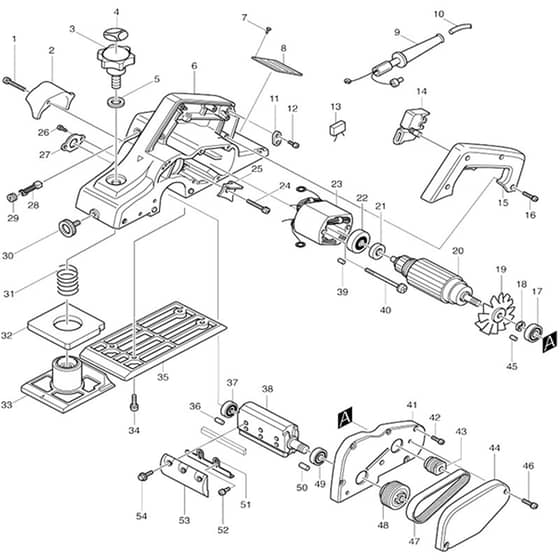 Makita 1901 - Power Planer 82mm - Power Tool Diagram