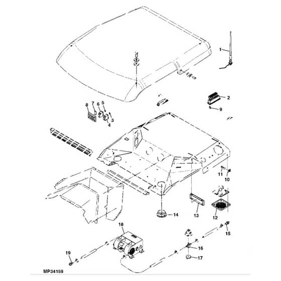 John Deere 1905 - PC9386 - Cab Roof - ST501209