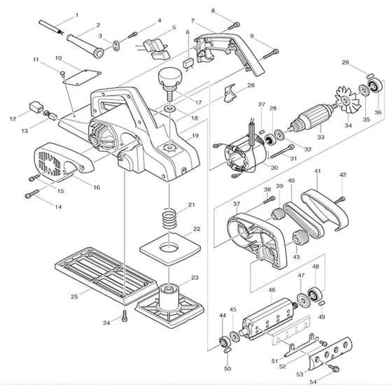 Makita 1911B - Power Planer 110mm - Power Tool Diagram