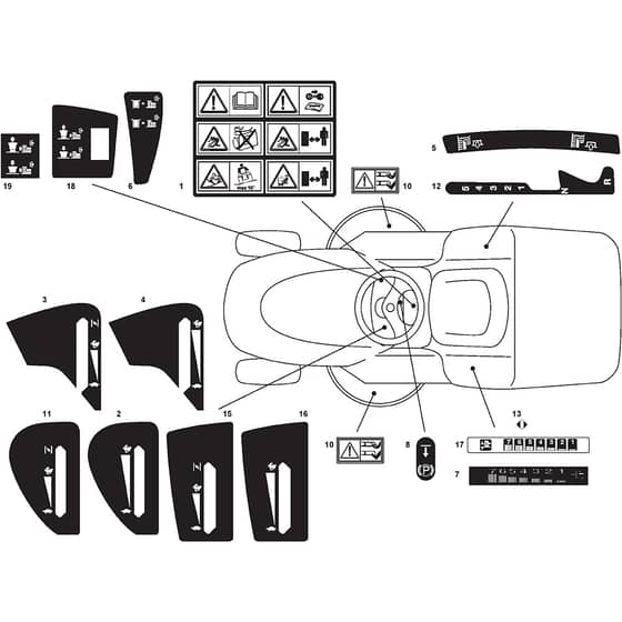 2040H - 2004-2005 - 299941933/MOE - Mountfield Ride On Mower Labels Diagram