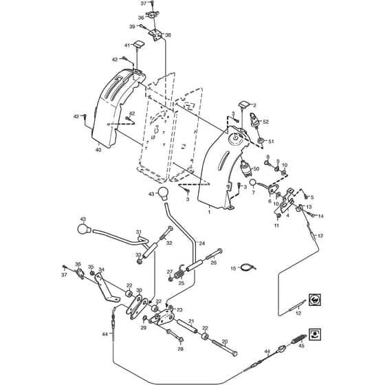 2105M - 2008 - 13-2715-98 - Mountfield Front Mower Hand Controls Diagram