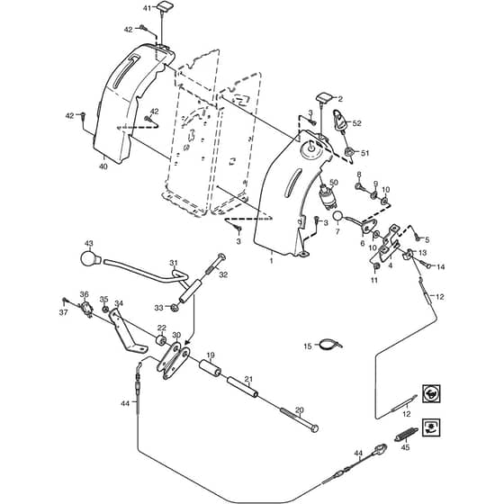 2125H - 2004 - 13-2716-94 - Mountfield Front Mower Hand Controls Diagram