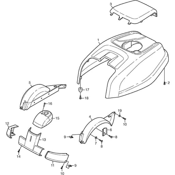2125H - 2005 - 13-2716-95 - Mountfield Front Mower Bodywork Diagram