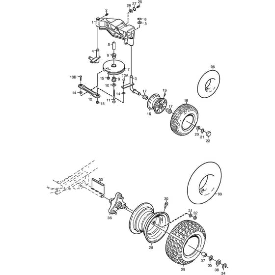 2125H - 2006 - 13-2716-96 - Mountfield Front Mower Wheels Diagram