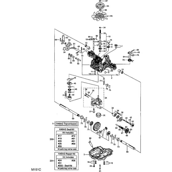 2125H - 2008 - 13-2716-98 - Mountfield Front Mower Kanzaki Transaxle K46Ag Diagram