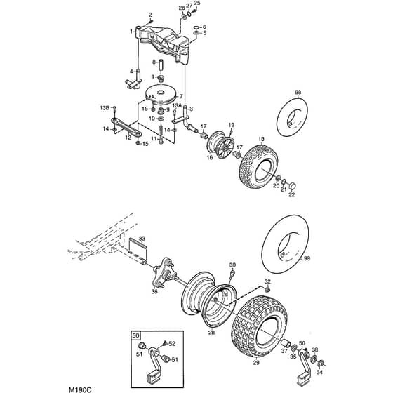 2125M - 2010-2011 - 13-2705-00 - Mountfield Front Mower Wheels Diagram