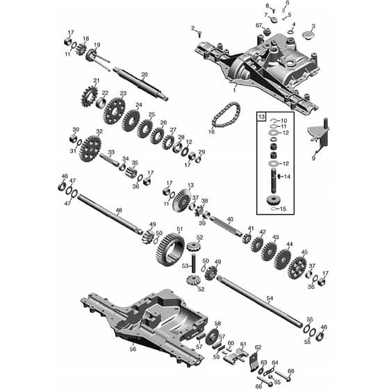 2125M - 2009 - 13-2705-99 - Mountfield Front Mower Transmission Diagram
