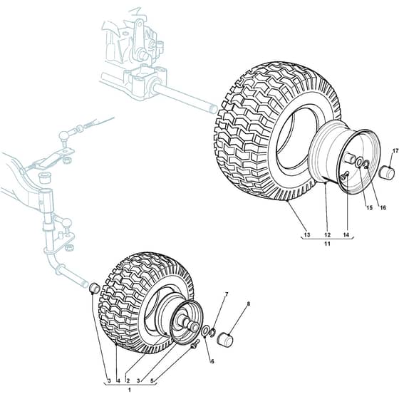 2240H - 2011-2013 - 2T0980283/M11 - Mountfield Ride On Mower Wheels Diagram