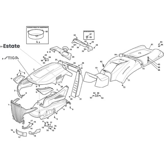 2240H - 2024-2025 - 2T0980483/M25 - Mountfield Ride On Mower Body Diagram