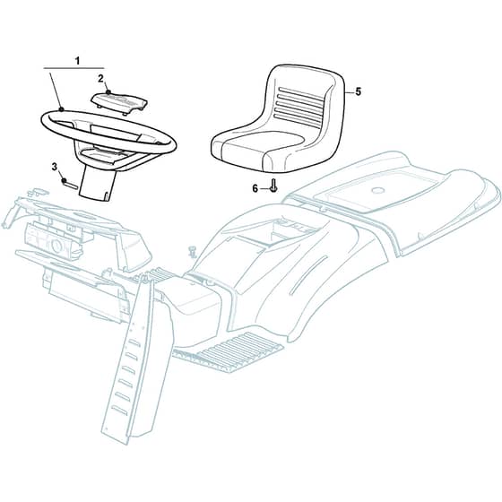 2240H Twin - 2021 - 2T0970483/M21 - Mountfield Ride On Mower Seat and Steering Wheel Diagram