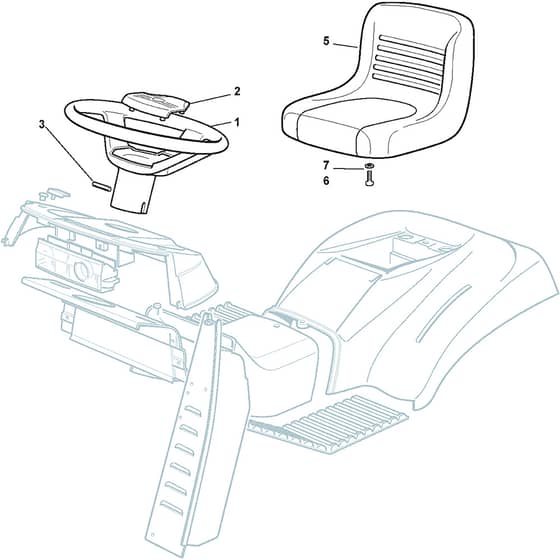 2243H-SD Twin - 2017-2020 - 2T1845283/M17 - Mountfield Ride On Mower Seat and Steering Wheel Diagram