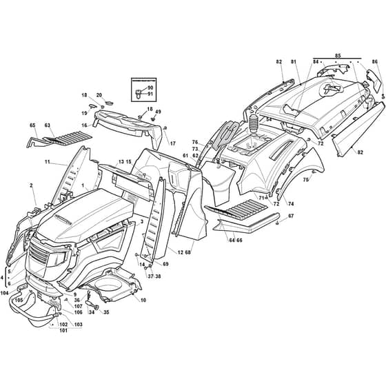 2248H Twin - 2018-2020 - 2T1310283/M11 - Mountfield Ride On Mower Body Diagram