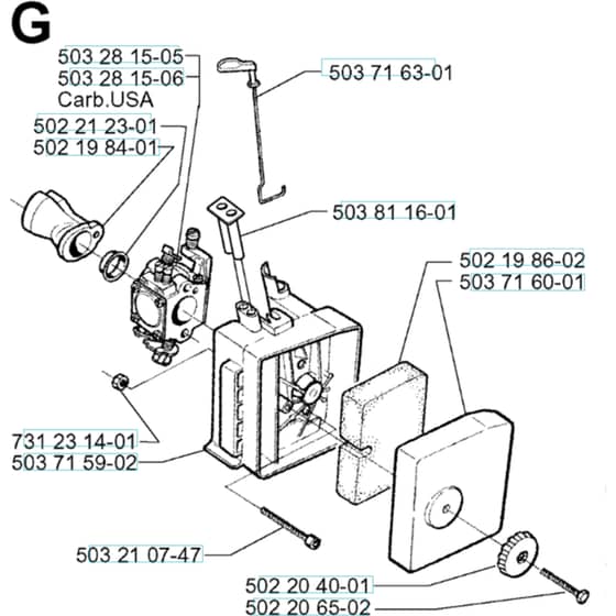 Husqvarna 225 BV - 1996-1997 - Carburetor / Air Filter